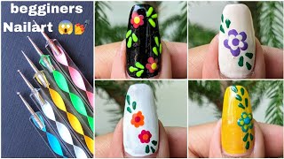 Top 4 Easy and new floral nail art designs for beginners🌺dotting tool nail art🤩dottingtoolnailart [upl. by Bobette137]