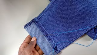 ✅ Shortening your jeans without cuttingshorten a jeans by using hand needle14 [upl. by Kean171]