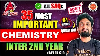 Most important questions  Inter 2nd Year ChemistryOne Shot  SAQs  Chemistry  AP amp TS Inter [upl. by Ssalguod]