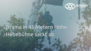 Drama in 45 Metern Höhe Hebebühne sackt ab  Arbeiter schleudert aus Korb [upl. by Laynad]