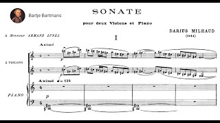 Darius Milhaud  Sonata for 2 Violins and Piano Op 15 1914 [upl. by Anirdua739]