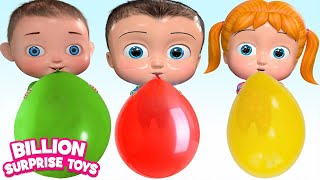 Teach Colors with Balloons Song  BillionSurpriseToys Nursery Rhymes Kids Songs [upl. by Uase688]