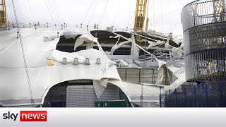 Storm Eunice Londons O2 arena roof ripped open [upl. by Siesser]