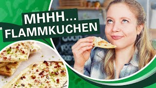 Flammkuchen selber machen mit einfachem Rezept  Klassisch und Lachsvariante [upl. by Ecirtnahs]