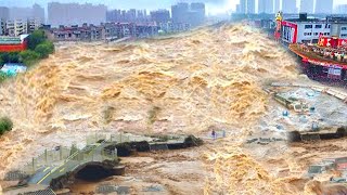 China become a vast ocean Dyke breach along the China River caused severe flooding in Yuncheng [upl. by Dranoel613]