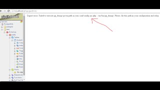 Phppgadmin problem  Export error Failed to execute pg dump windows [upl. by Ziom250]