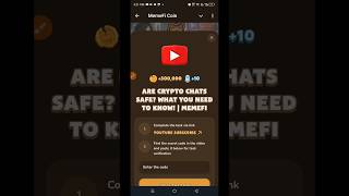 Are Crypto Chats Safe What You Need to Know  Memefi Youtube Video Code [upl. by Dleifyar]