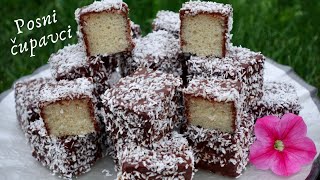 ODLIČAN RECEPT ZA ČUPAVCE BEZ JAJA MLIJEKA I PUTRA  VEGAN LAMINGTONS [upl. by Emalee]