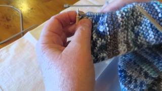 Knitting up stitches to complete a bed sock [upl. by Yruok]