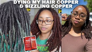 DYEING MY LOCS COPPERSIZZLING COPPER USING LOREAL HICOLOR HIGHLIGHTS NO BLEACH [upl. by Nnyleak]