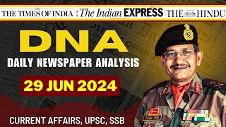 Daily Newspaper Analysis  29 Jun 2024  Current Affairs For Defence Aspirants  SSB upsc cds [upl. by Eveineg]