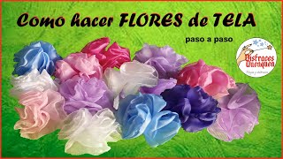 DIY Flores de tela fáciles y rápidas 🌺🌼🌸 Como hacer flores de tela paso a paso para vestidos y más [upl. by Aeirdna]