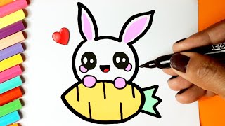 Como desenhar Coelho fofo Kawaii  Desenho para desenhar  Drawing to Draw [upl. by Nylhtak]