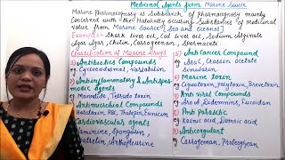 Class 113  Medicinal Agents from Marine Source  Marine Drugs Marine Pharmacognosy Part 01 [upl. by Newkirk]