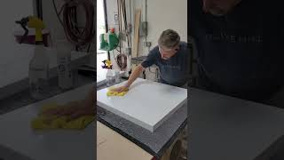 Finishing Corian Solid Surface Material shorts [upl. by Enelam930]