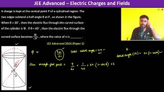 A charge is kept at the central point P of a cylindrical region The two edges subtend a halfangle [upl. by Yaral87]