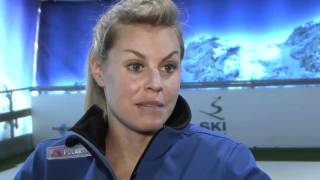 Chemmy Alcott  GBs No1 Skier tries Skiplex leaders in moving artificial ski slopes [upl. by Sirromal]