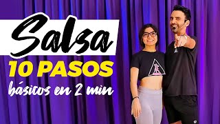 10 pasos básicos de salsa en 2 minutos ¿Bailas salsa ¡Inténtalos con tu pareja [upl. by Hermes]