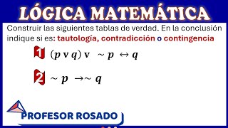 Lógica matemática  tautología contradicción o contingencia [upl. by Kabob]