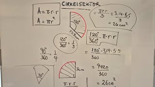 CIRKELSEKTOR  vinkel v360 × 314 × radie × radie [upl. by Teresina]