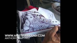 Pen and Ink hand Drawn Art On Converse shoes Prison Style [upl. by Aubrette272]