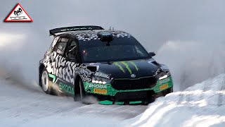 Test Day Rally Sweden 2024  Oliver Solberg  Škoda Fabia RS Rally2 Passats de canto [upl. by Aynod]