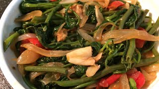 Adobong Kangkong  StirFried Water Spinach in Soy Sauce amp Vinegar  Simple Filipino Dish [upl. by Nedah]