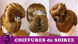 Tuto coiffures de soiréemariage 🌟 3 chignons simples cheveux longs 🌟 facile à faire [upl. by Oruhtra272]