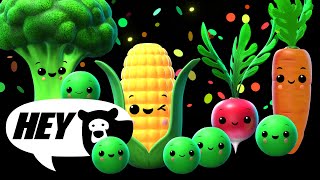 Hey Bear Sensory  Funky Veggies Dance Party  Fun Video with Music New Video [upl. by Shulamith]