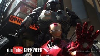 Giant Robot Mech Visits Hollywood Blvd  Geek Week  Stan Winston School [upl. by Sleinad871]