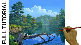 TUTORIAL Acrylic Painting Landscape  Dead Tree in the River  JMLisondra [upl. by Bethina]