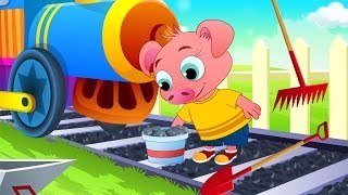 Piggy On The Railway  English Nursery Rhymes  Cartoon And Animated Rhymes [upl. by Flam]