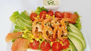 salade avocat crevettes pamplemousse et sa vinaigretterecette facile et rapide salade [upl. by Darci749]