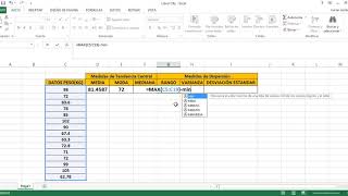 Calculando las media moda mediana rango varianza y desviación estándar con el programa de excel [upl. by Farman377]