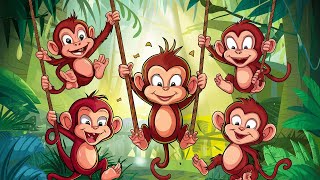 Five little monkeys swinging in the tree Song For kids Song in english for kids fivelittlemonkeys [upl. by Einamrej]