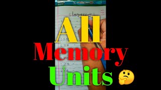 All Memory Units  BIT BITY KB MB GB TB PB EB ZB YB BB Full Form  Memory Size  Shorts [upl. by Iy]