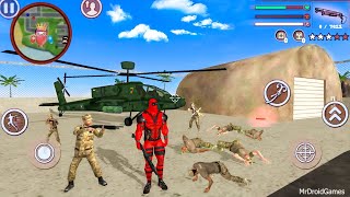 Deadpool Rope Hero Vice Town City  Fun at Military Base  Android Gameplay [upl. by Natassia]