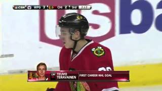 Teuvo Teravainen scores first NHL goal vs Winnipeg Jets January 16th 2015 HD [upl. by Bonaparte]