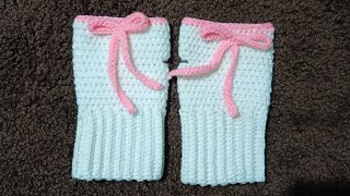 Crochet gloves crochet fingerless gloves easy crochet gloves 🧤🎀 [upl. by Bernardine]