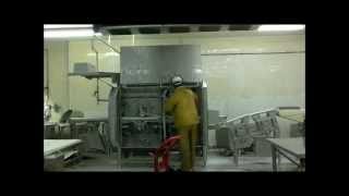 Cleaning and sanitizing of an industrial meat processing machine [upl. by Riamo]