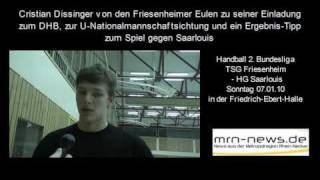 Ludwigshafen  Eulen Spieler Christian Dissinger zu seiner DHB Einladung [upl. by Bevers]