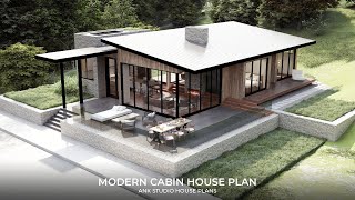 2Bedroom Modern Contemporary Cabin House Plan  1200 sq ft [upl. by Shorter]