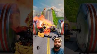 Super car amp school Bus vs chained hydraulic crushBeamNGDrive shorts game ytshorts youtubeshorts [upl. by Annoyik]