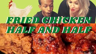 HOW TO MAKE THE BEST FRIED CHICKEN EVER HALF GOLDEN CRISPY AND HALF BBQFRIED CHICKEN 2 WAYS [upl. by Gadmann]