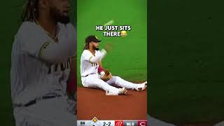 Fernando tatis hit the double jump button on this play😂edit shorts [upl. by Ahsitnauq804]