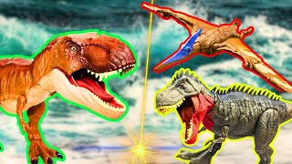 Jurassic world Dinos Review Sinotyrannus Indoraptor Tyrannosaurus RexIndominus Rex Apmelosaurus [upl. by Vacla380]