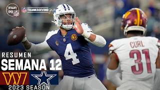 Washington Commanders vs Dallas Cowboys  Semana 12 NFL 2023  NFL Highlights Resumen en español [upl. by Llerref]