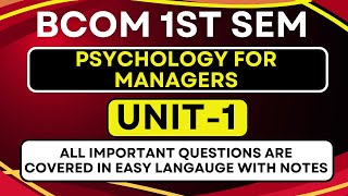 IMPORTANT QUESTIONS OF PSYCHOLOGY FOR MANAGERS BCOM psychology importantquestions exam [upl. by Lynna]