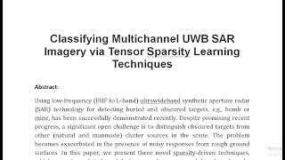 Classifying Multichannel UWB SAR Imagery via Tensor Sparsity Learning Techniques [upl. by Magda]