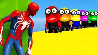 GTA 5  RED SPIDERMAN VS RED MINION VS GREEN MINION  Spiderman Funny Moments Ep75 [upl. by Nostaw]